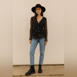 Wednesday’s Girl Peplum Floral Blouse‎